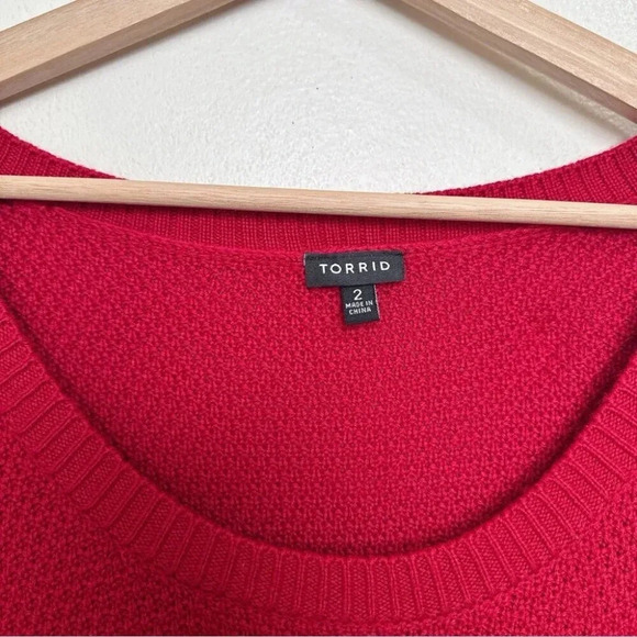 Torrid Womens 2X Wool Red Tulle  Trim Sweater - Picture 7 of 11